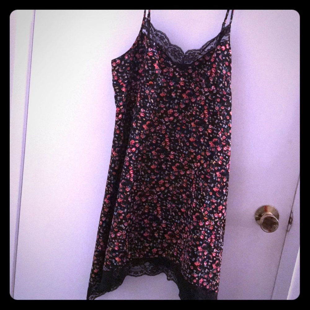 90s style slip floral dress short with lace